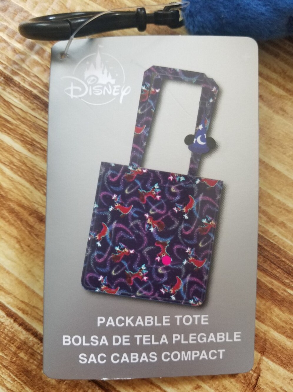NWT Disney Parks Sorcerer Mickey Mouse Hat Reusable Tote Bag Bag Charm Clip - Picture 6 of 7